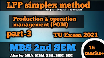 Linear programming problem simplex method MBS 2nd Semester || production & operation management