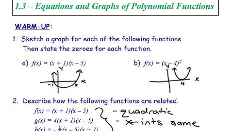1.3 - Equations and Graphs of Polynomial Functions