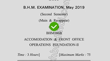 2019 Dcrust BHM 2nd Sem Accomodation & Front Office Operation Question Paper