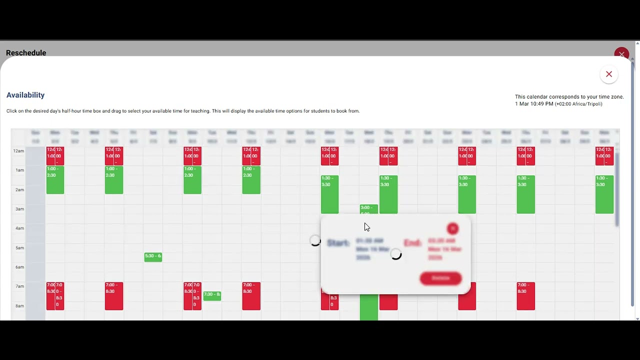 How to Reschedule a Class on YouLearnt