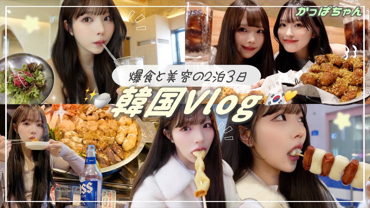 【vlog】韓国で爆食と美容の2泊３日🇰🇷✨食べすぎて太りましたダイエットはまた明日から✌🏻