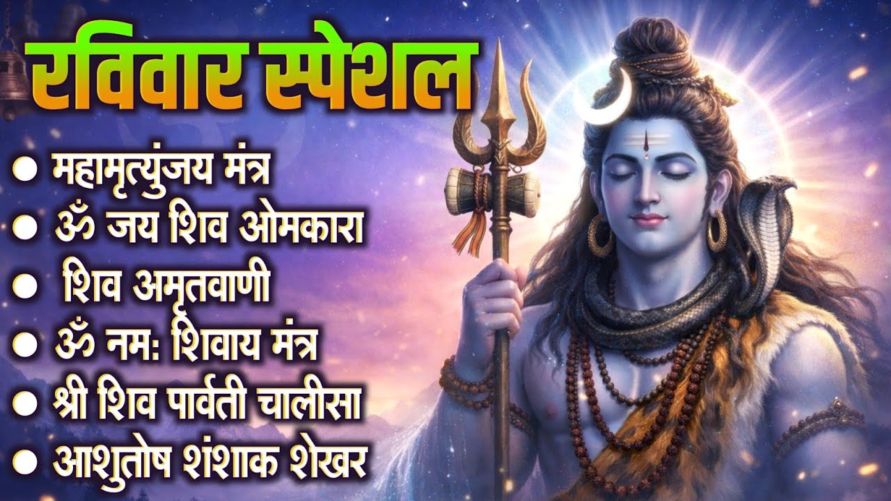 रविवार स्पेशल भजन: महामृत्युंजय मंत्र, ॐ नमः शिवाय, जय शिव ओंकारा, अमृतवाणी व शिव चालीसा | Somwar