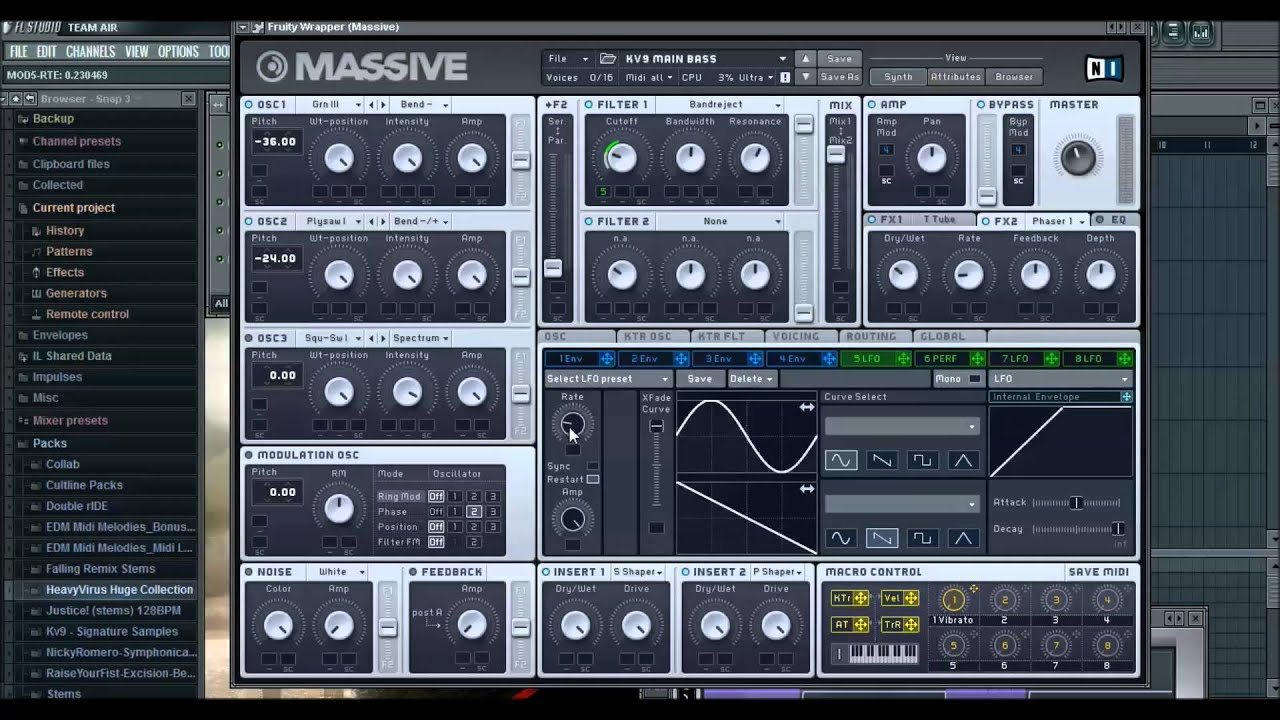 Kv9 Tutorials - How to make Kv9 Growl Bass in Massive