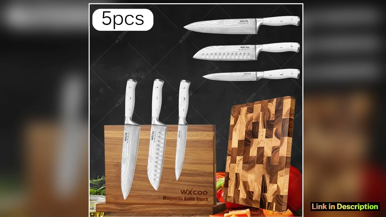 Stainless Steel Chefs Knife Meat Cleaver Fruit Peeler Magnetic Doublesided Knife Holder Wooden