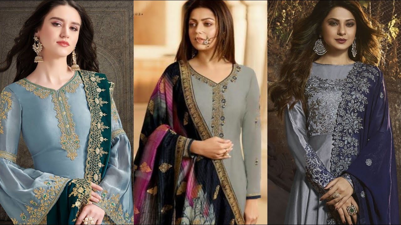 Eid Salwar Suit - Exclusive Beige Soft Organza Embroidered Salwar Suit –  Empress Clothing