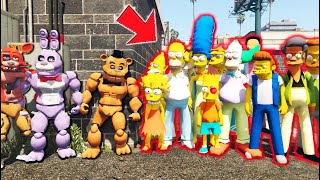 ALL THE SIMPSON CHARACTER ARMY vs BUFF ANIMATRONICS! (GTA 5 FNAF Mods)