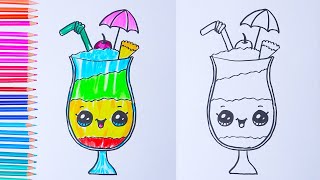 Draw so cute | How to Draw a Tropical Drink | Easy drawings