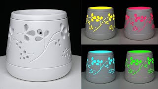 Table lamp Flower Vase making || Lighting corner Flower vase || Cement flower vase