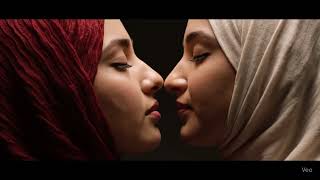 Two American Hijabi Women In Love Kiss A Beautiful And Tender Connection