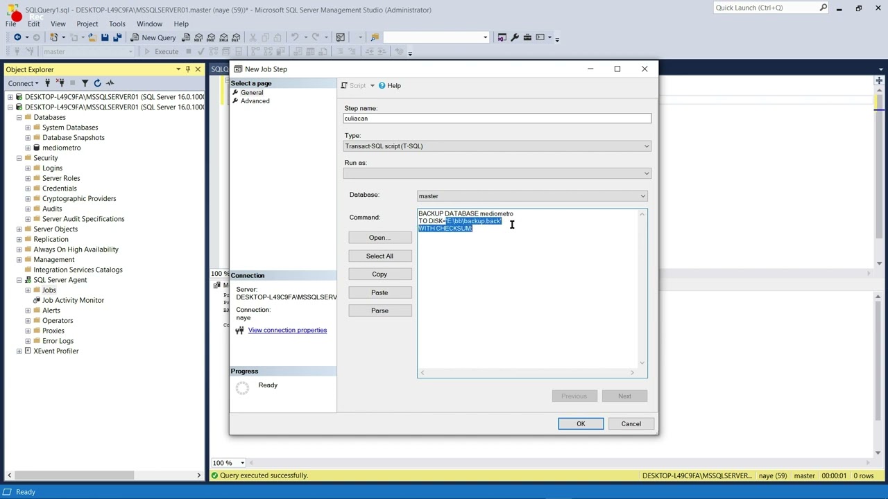 Como hacer un backup de una base datos automático ,SQL server 2019