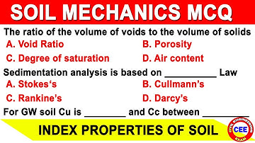 Index properties of soil mcq | Soil Mechanics MCQ