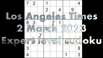 Sudoku solution – Los Angeles Times sudoku 2 March 2023 Expert level