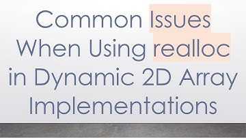Common Issues When Using realloc in Dynamic 2D Array Implementations