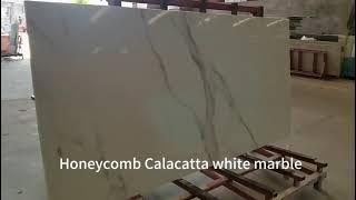 Honeycomb Calacatta white marble custom made for wall cladding tiles