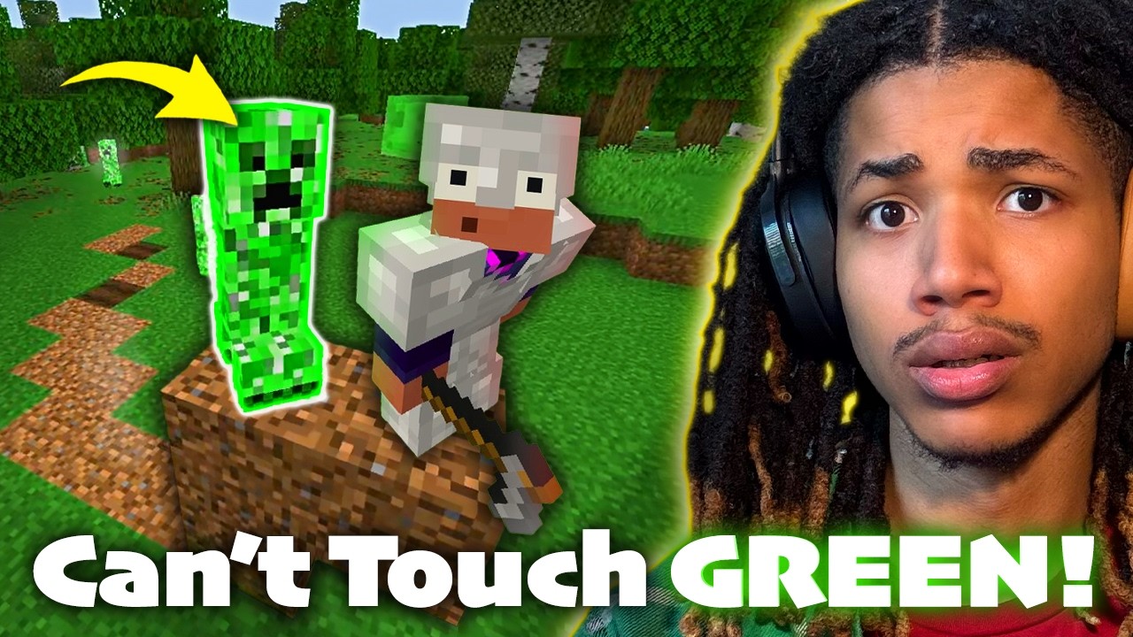 Minecraft Hardcore But I CAN'T Touch GREEN..