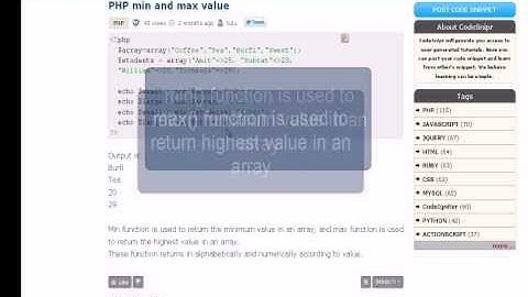 PHP Tutorial : min and max value