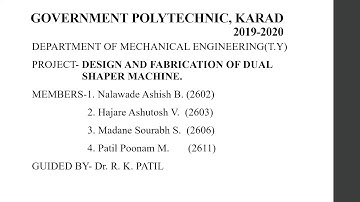 Project Presentation- DUAL SIDE SHAPER MACHINE