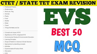 CTET EVS Important MCQs | Paper 1 Ctet | MCQ for CTET Exam , State TET #ctet