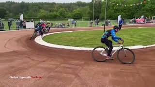 Action from the UK's smallest Cycle Speedway track