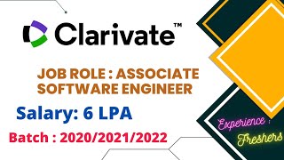 Clarivate Off Campus Hiring Freshers for the Role of Associate Software Engineer