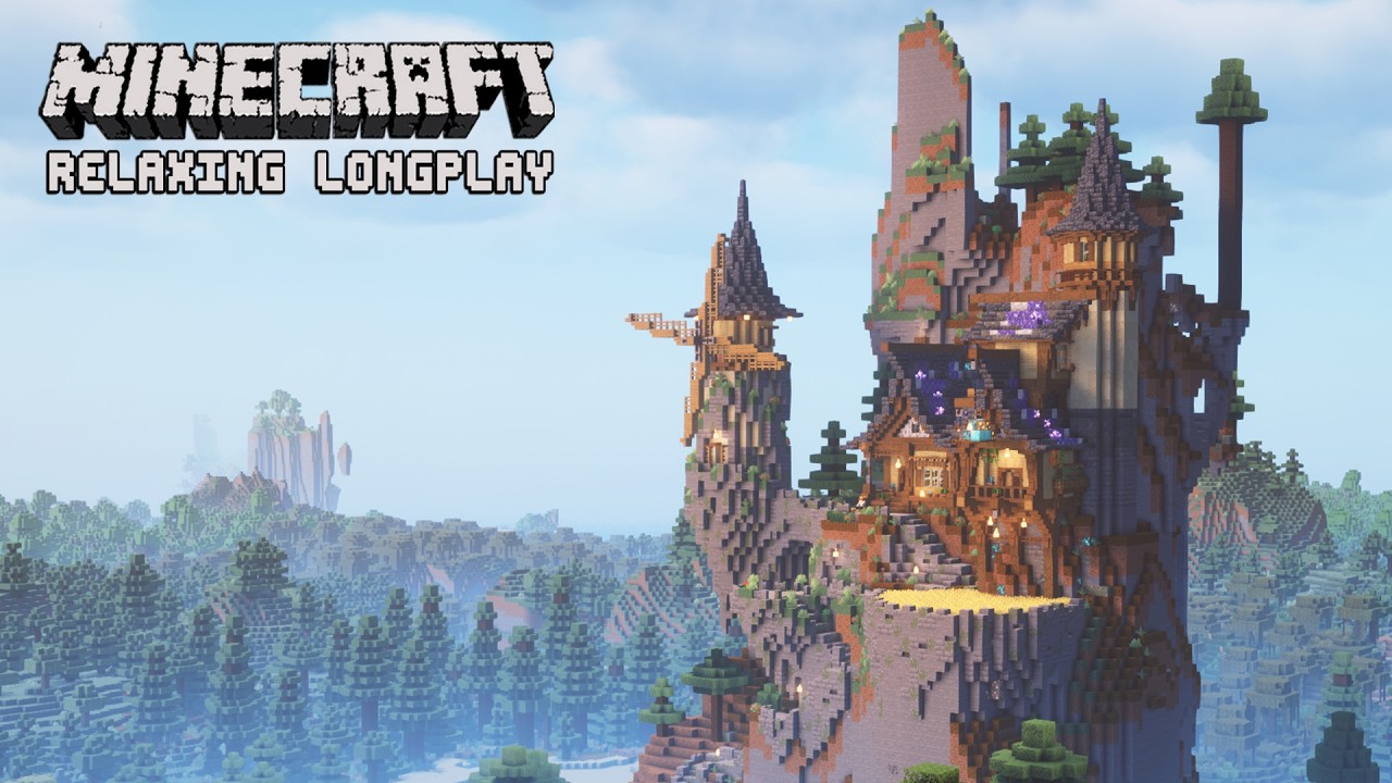 Building a Peaceful Mountain Base - Minecraft Relaxing Longplay (No Commentary)