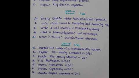 DEGREE/Bsc 6th SEM Computer Distributed systems Important questions both 10marks & 5 Marks