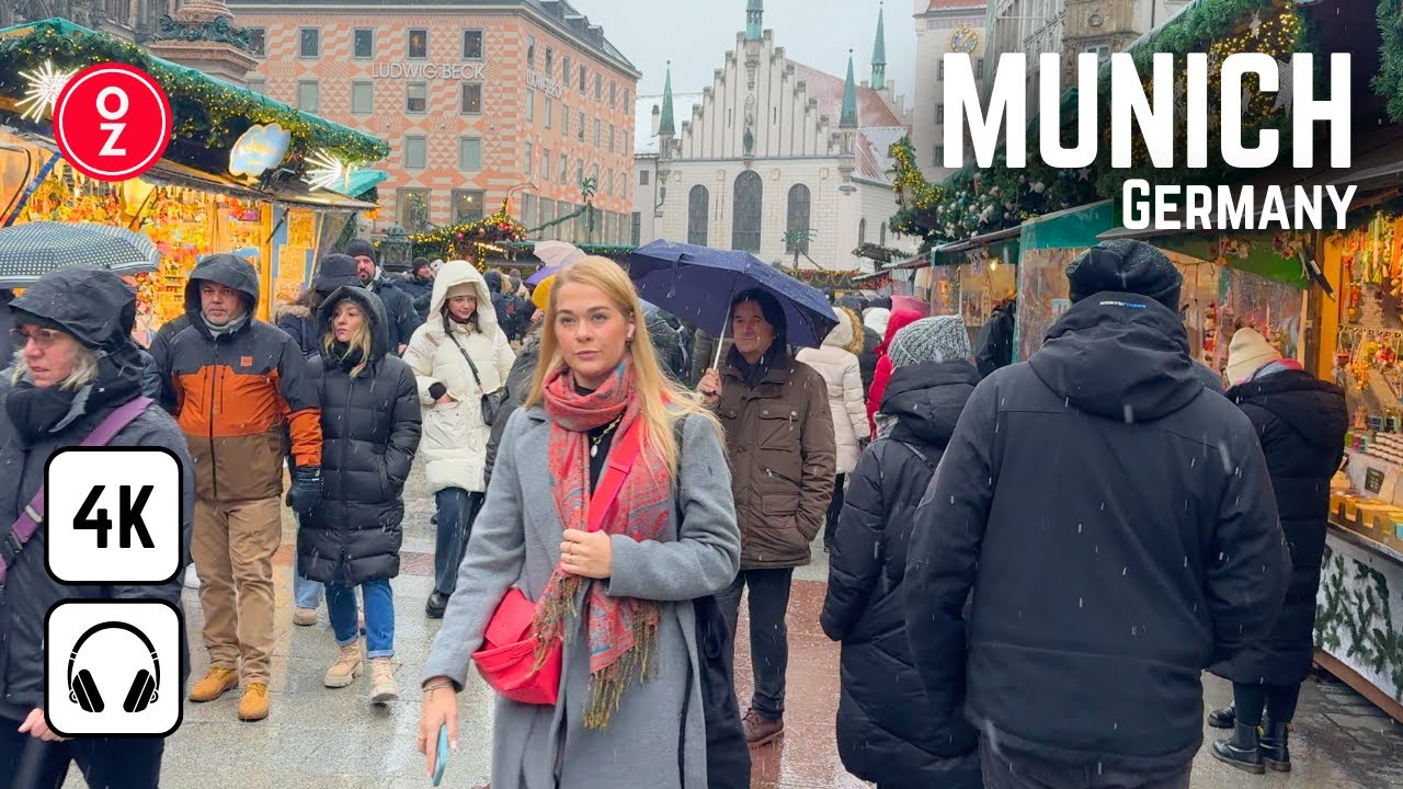 Munich, जर्मनी | पैदल शहर टूर 4K | 10 दिस॰ 2023