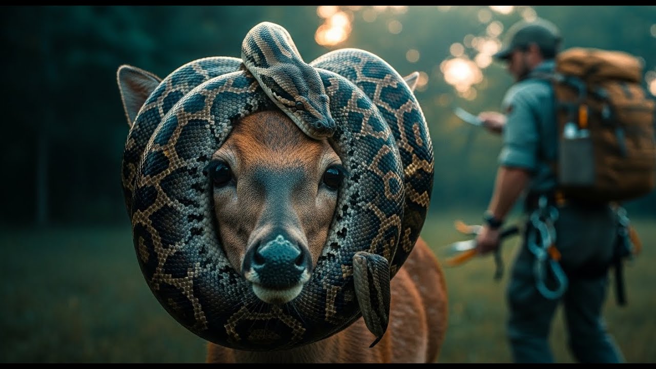 Deer Trapped in Python’s Coils Right Beside the Road - YouTube