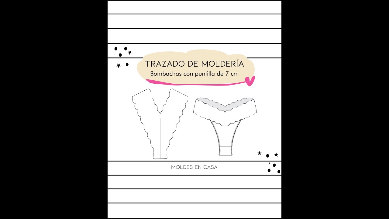 ✨TRAZADO DE MOLDERIA: BOMBACHAS CON PUNTILLA ANGOSTA DE 7 CM