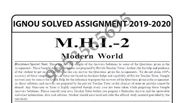 MHI-2 Solved Assignment 2019-20