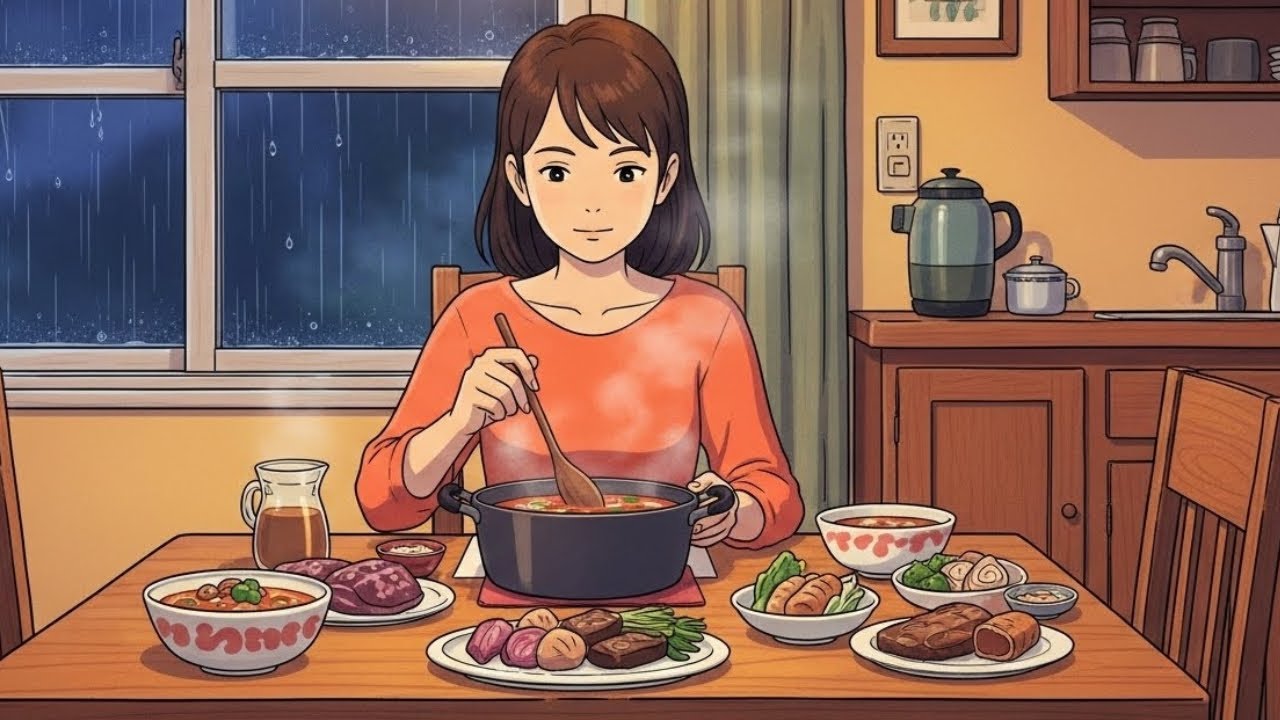 Rain on the Roof 🌧️ A Warm Meal Waiting Inside 🍲 | Quiet Ghibli Days
