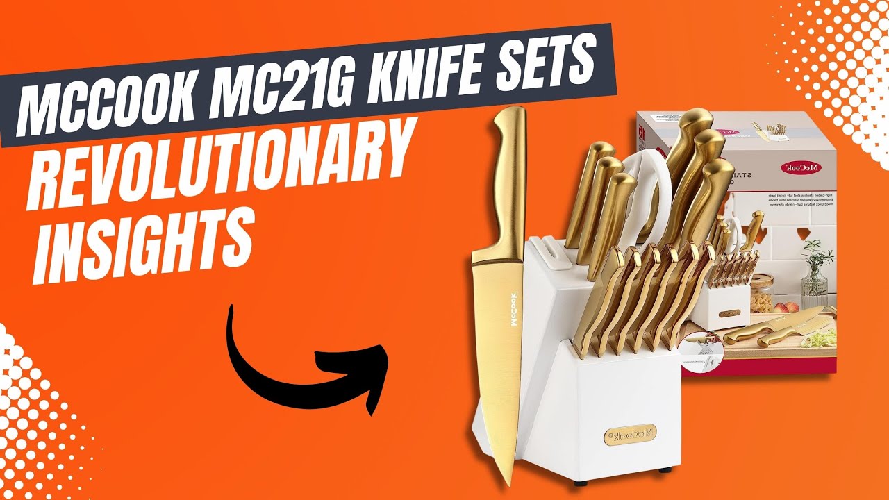 McCook MC21G Knife Sets,15 Pieces Golden Titanium Kitchen Knife