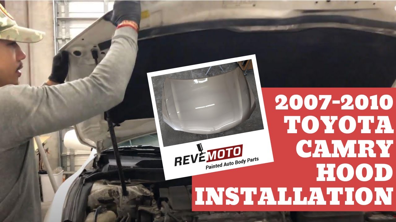 How to Replace a 2007-2010 Toyota Camry Hood, Part 2 - YouTube