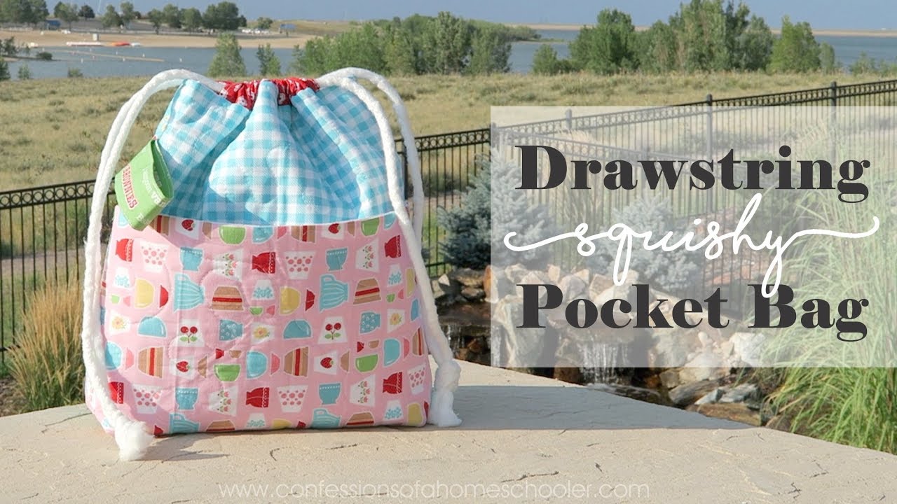 Drawstring Squishy Bag With Pocket Tutorial