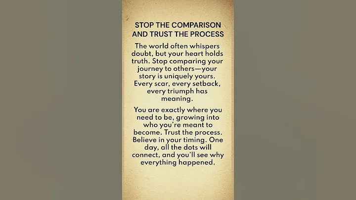 STOP THE COMPARISON AND TRUST THE PROCESS #quotes  #motivation #shorts