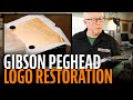 Restoring a Gibson peghead logo with a frisket