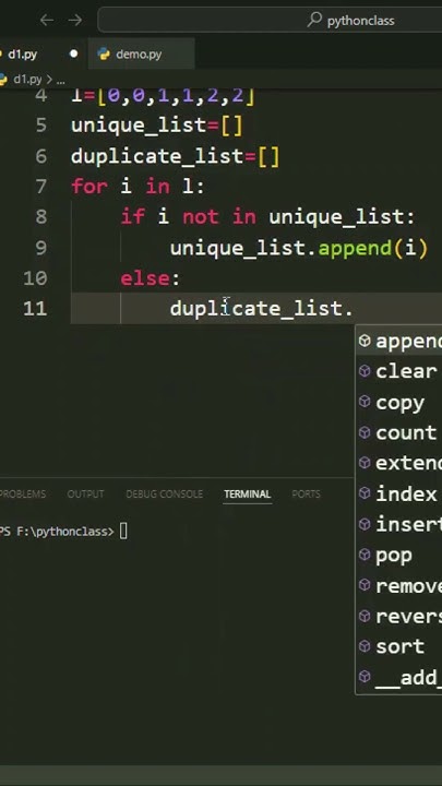 finds and prints the duplicate elements in the list #pythontutorial # ...