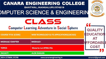 VTU WEB(18CS63) WEB TECHNOLOGY AND ITS APPLICATIONS INTRODUCTION TO HTML (M1 L2)