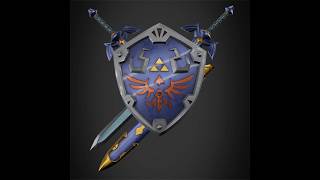 Link Master Sword Scabbard and Shield 3D printable model | replica | cosplay | stl | print file