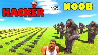 SHINCHAN and CHOP NOOB TEAM vs AMAAN-T HACKER TEAM in Animal Revolt Battle Simulator | NOOB vs PRO screenshot 3