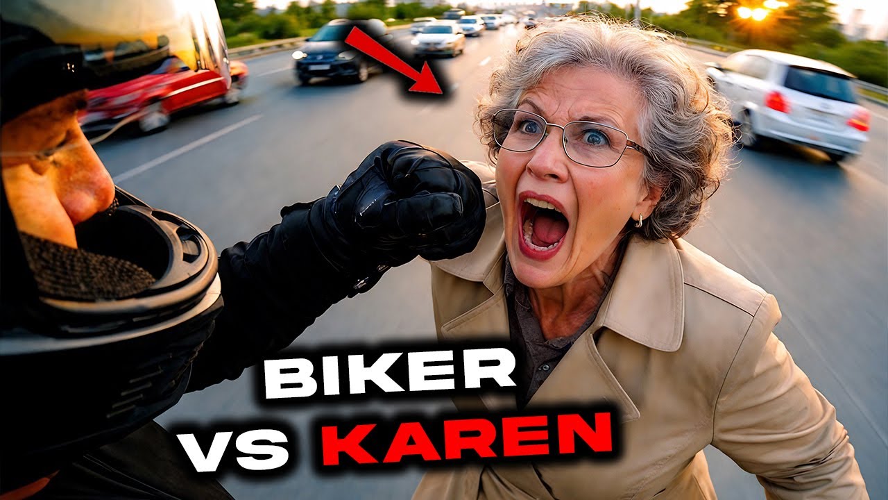 Biker vs Karen Road Rage Goes TOO FAR - YouTube