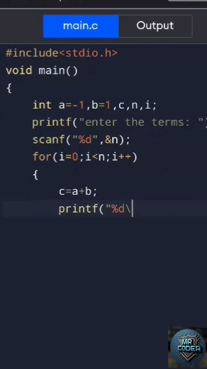 Fibonacci program in c #education #cforbeginners #c # ...