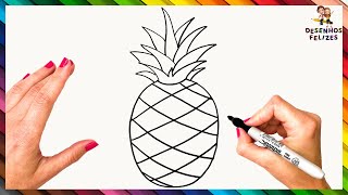 Como Desenhar Um Abacaxi Passo A Passo  Desenhar Abacaxi Facilmente