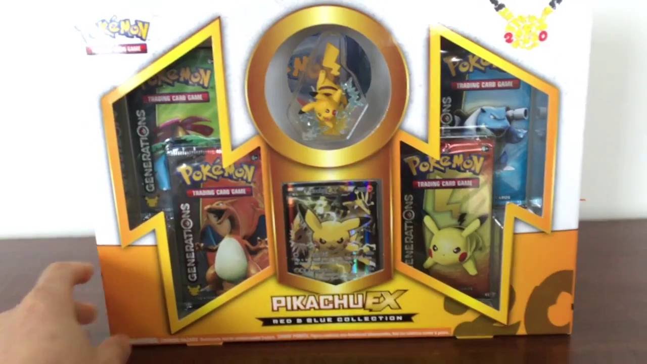 Pokemon Incredible Full Art Pikachu Ex Red And Blue Collection Box With Giveaway