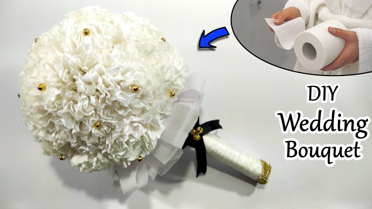 DIY Bridal Bouquet with Fresh and Crepe Paper Flowers