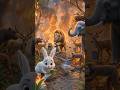 In a dense forest lived a little rabbit Chinki. He was very timidbhe would get scared by every