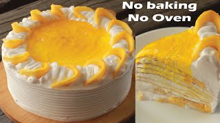 No Bake Mango Cake | Mango Crepe Cake Recipe By Chef Hafsa | Hafsas Kitchen