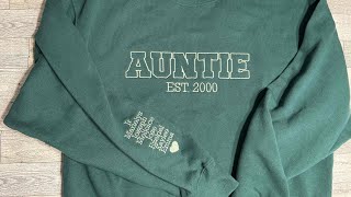 Embroidering an Auntie sweater