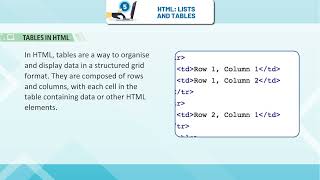 HTML: List and Tables - Kaizen Core  Class 8