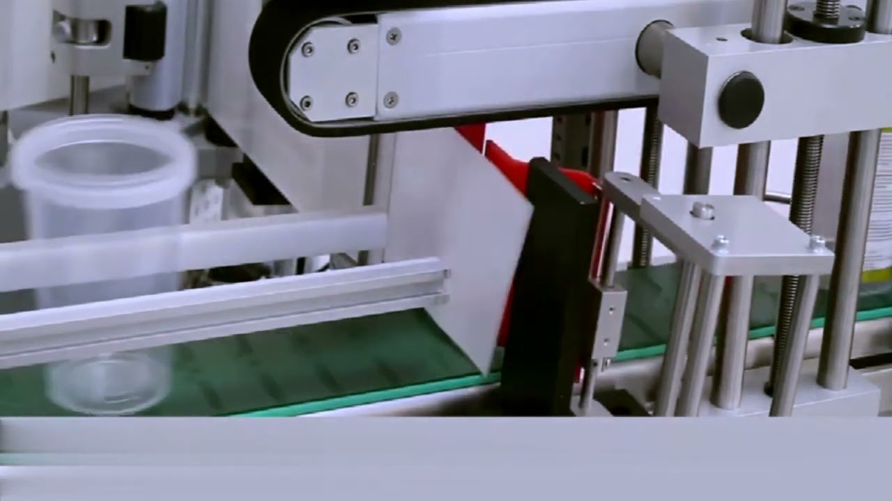 Conical cups labeling machine inline sticker applicator